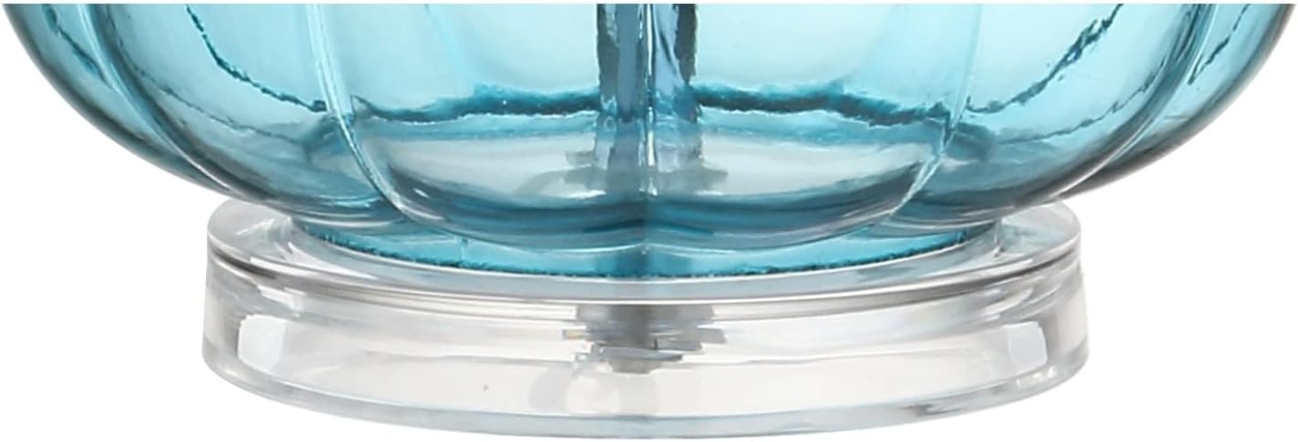 JONATHAN Y 28.5" Aqua Glass Teardrop LED Table Lamp Set of 2 for Living Room Bedroom Nightstand, White Linen Shade Modern Transitional…