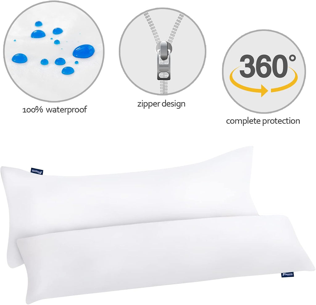 Moonsea Waterproof Pillow Protector Body Size 2 Pack, Body Pillow Cover with Zipper 21"x 55" Pillow Protector Pillow Covers Encasement Pill…
