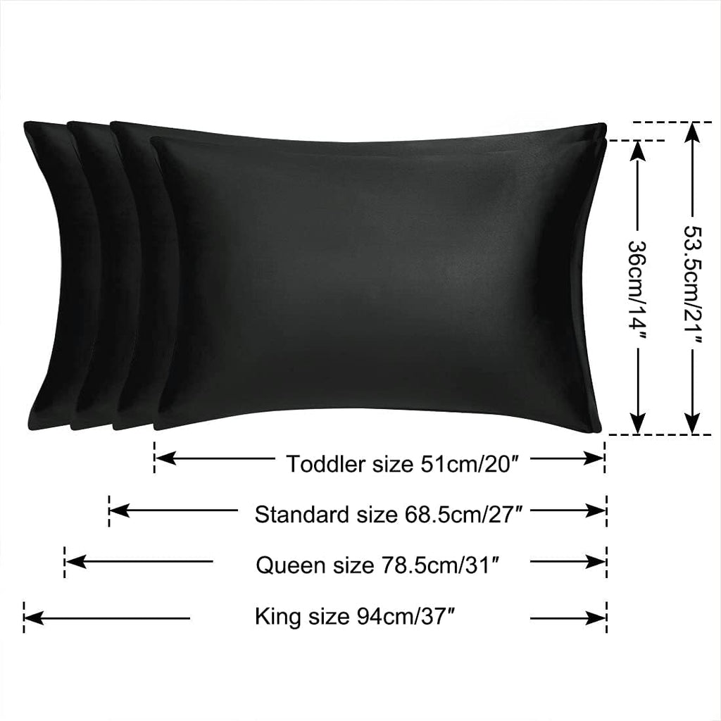 uxcell King Satin Pillowcase with Zipper, Super Soft and Luxury, Silky Pillow Cases Covers Set of 2, 21"x37", Black