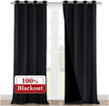 Nicetown Extra Long Truly Blackout Drapes for Hall and Villa, 52-inch Width Each Panel, 120-inch Length, Black, 2 Pieces, 100% Blackout Win…