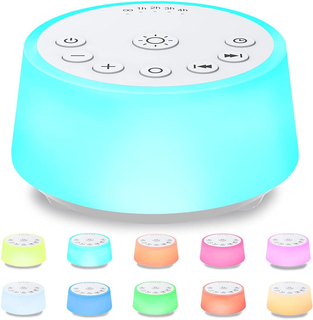 Color Noise Sound Machines with 10 Colors Night Light 25 Soothing Sounds and Sleep White Noise Machine 32 Volume Levels 5 Timers…