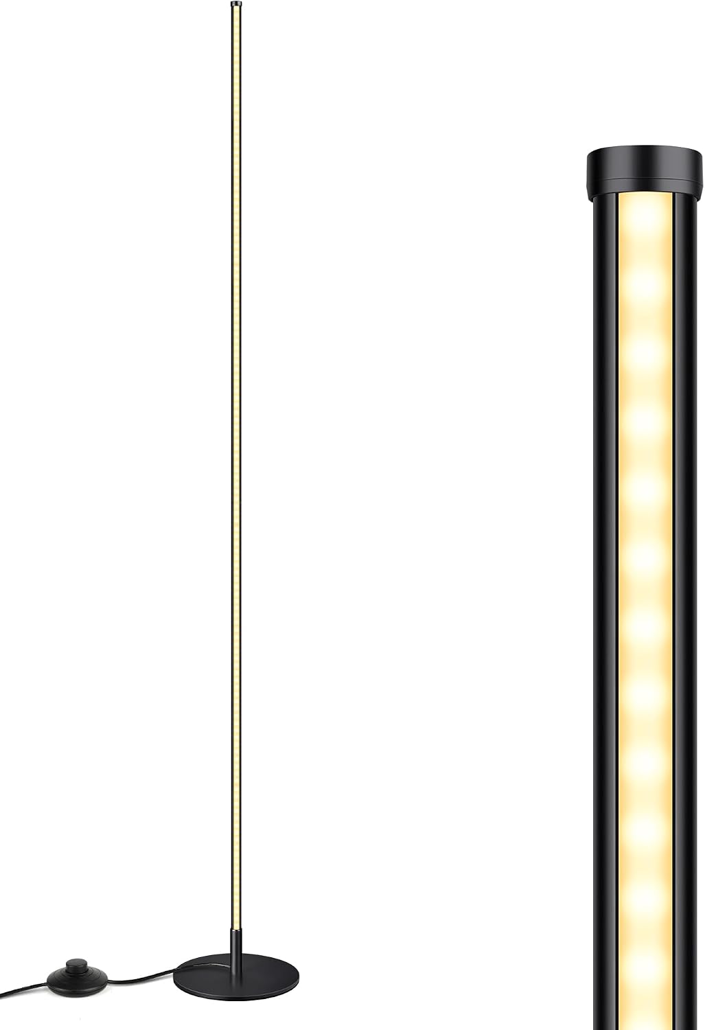 Edishine LED Corner Floor Lamp, 57.5" Minimalist Dimmable Sleek Light, Adjustable Height, Standing Tall Floor Lamps for Living Room, Bedroo…