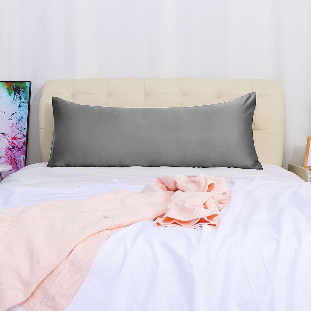 uxcell Body Pillow Cover, 20x54 Inch Silver Silky Satin Body Pillowcases for Hair and Skin, Soft Cooling Smooth Pillow Case with Envelope…