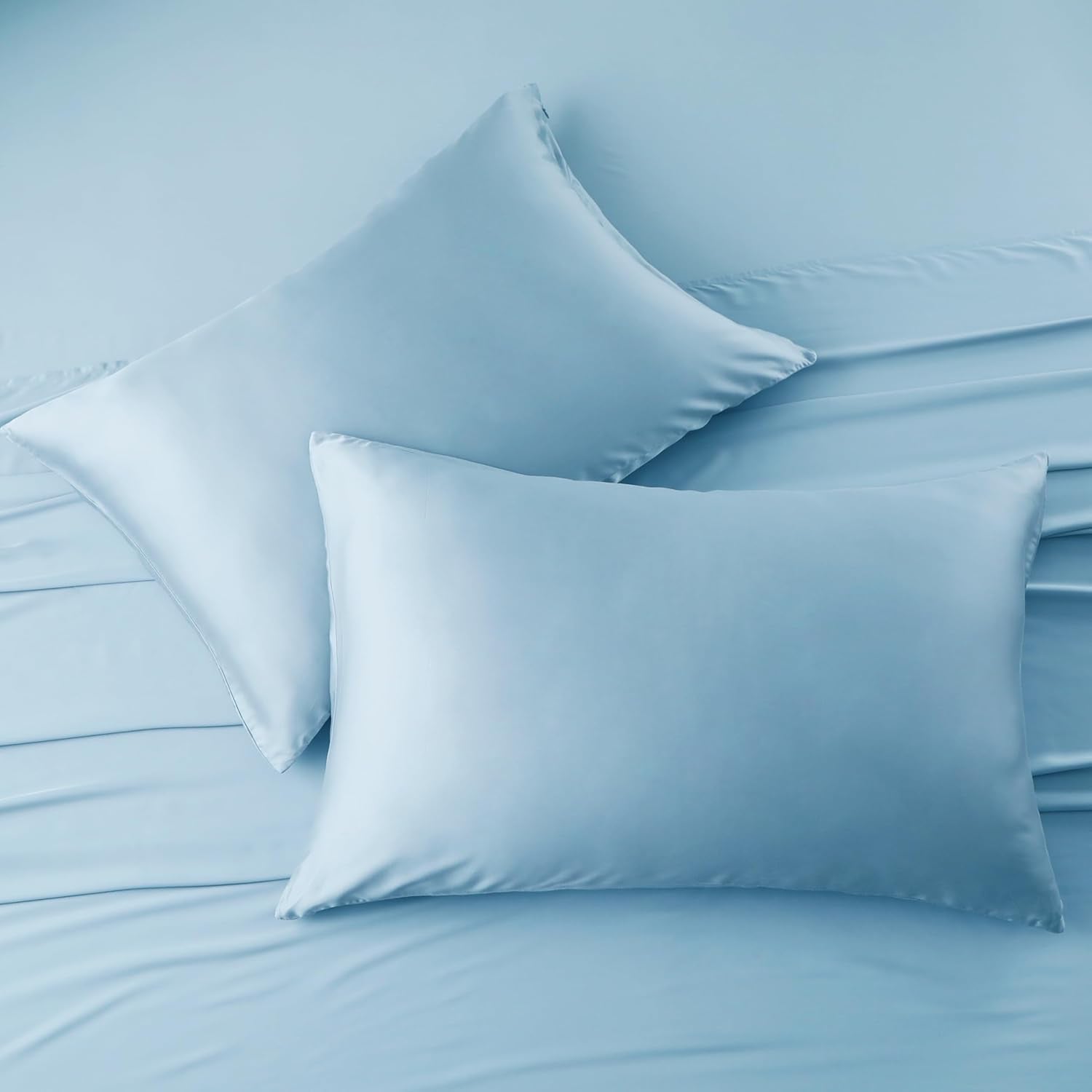 ShunjieHome 2 Pack Cooling Pillow Cases, Viscose Derived from Bamboo Pillow Protectors King Size Set of 2, 400 Thread Count Soft Silky Breat…