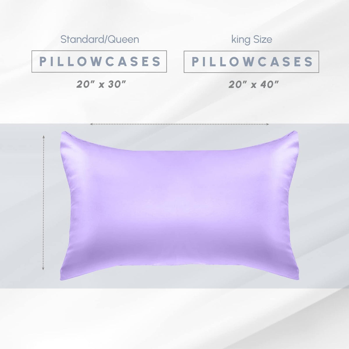 Elegantcomfort Elegant Comfort 2-Pack King Size Silky Smooth Viscose Satin Pillowcase Set with Hidden Zipper Closure, Lilac