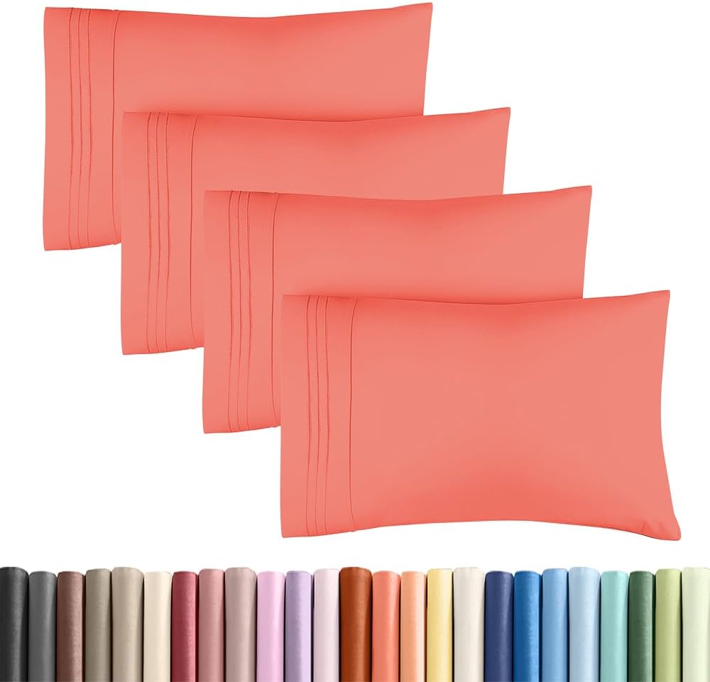 Standard Pillow Cases Set of 4 - Ultra Soft Hotel Quality Pillowcase Covers - Comfy Cozy Bedding for Women, Men, Kids & Teens - Machine…