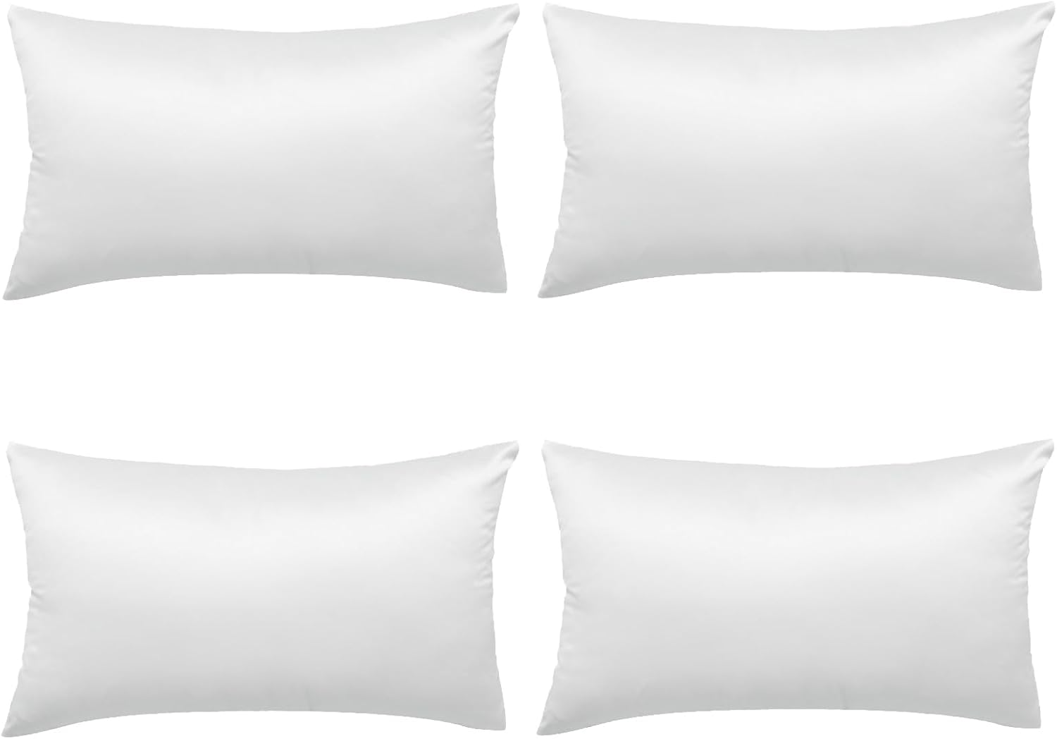 Faylapa 4 Pack Silky Satin Throw Pillow Cases Heavy Silk Satin Decorative Pillow Covers Solid Dyed Soft Pillow Cover Home Decor(White…