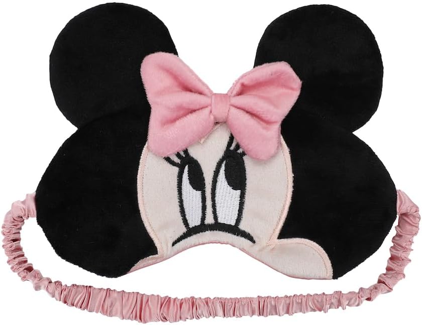 Bioworld Minnie Mouse Kids Travel Set with Neck Pillow Eye Mask and Luggage Tag - Disney Magic on the Go! Pink