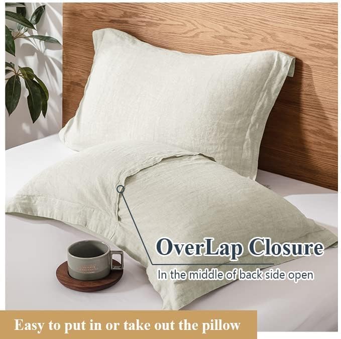 Simple&Opulence 100% Linen Pillow Case King Size Set of 2, Linen Pillow Covers with Overlap Closure, Luxury Breathable Pillowcases…
