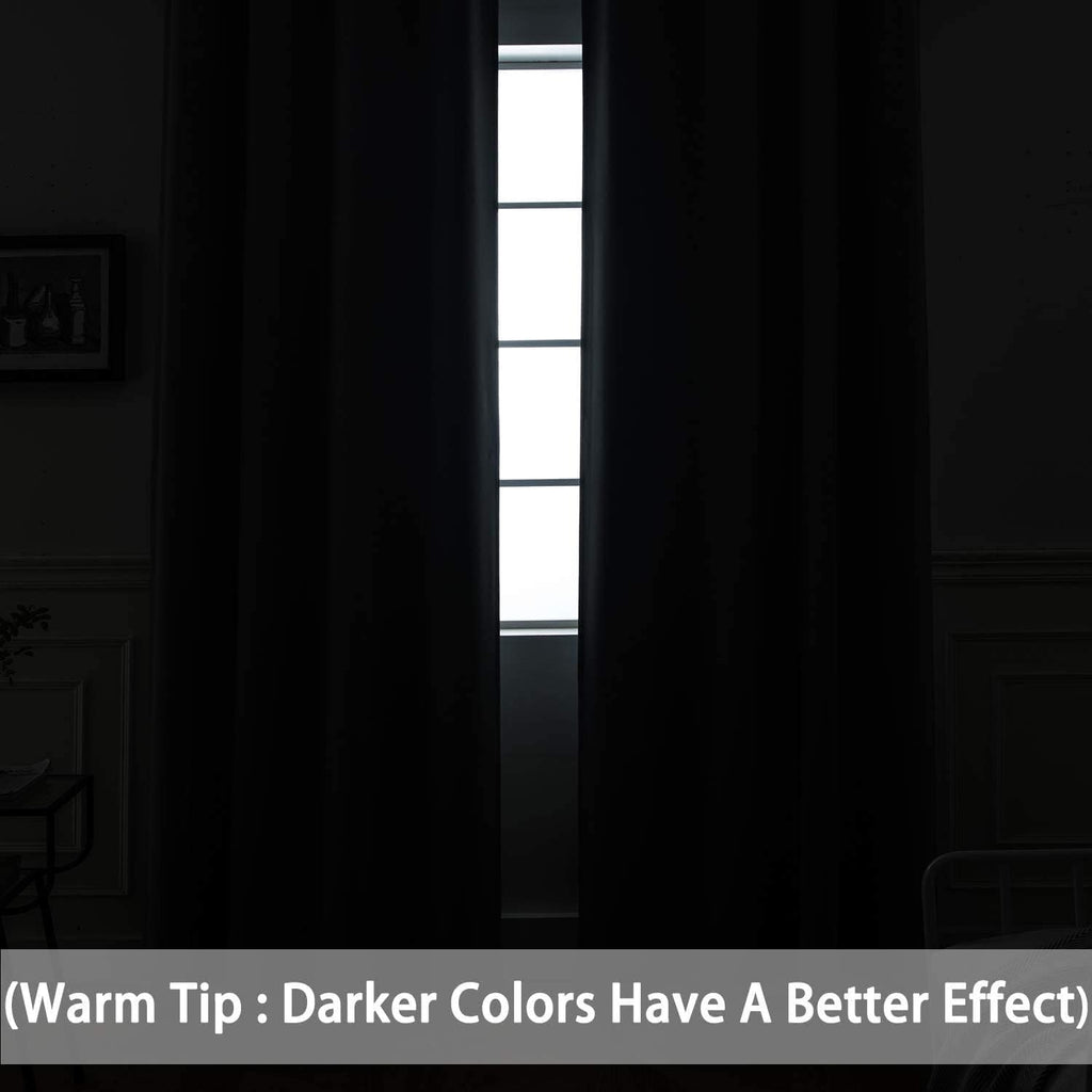 Yakamok Room Darkening Gray Blackout Curtains 84 Inch Long Light Blocking Thermal Insulated Window Treatment Grommet Drapes for Bedroom…