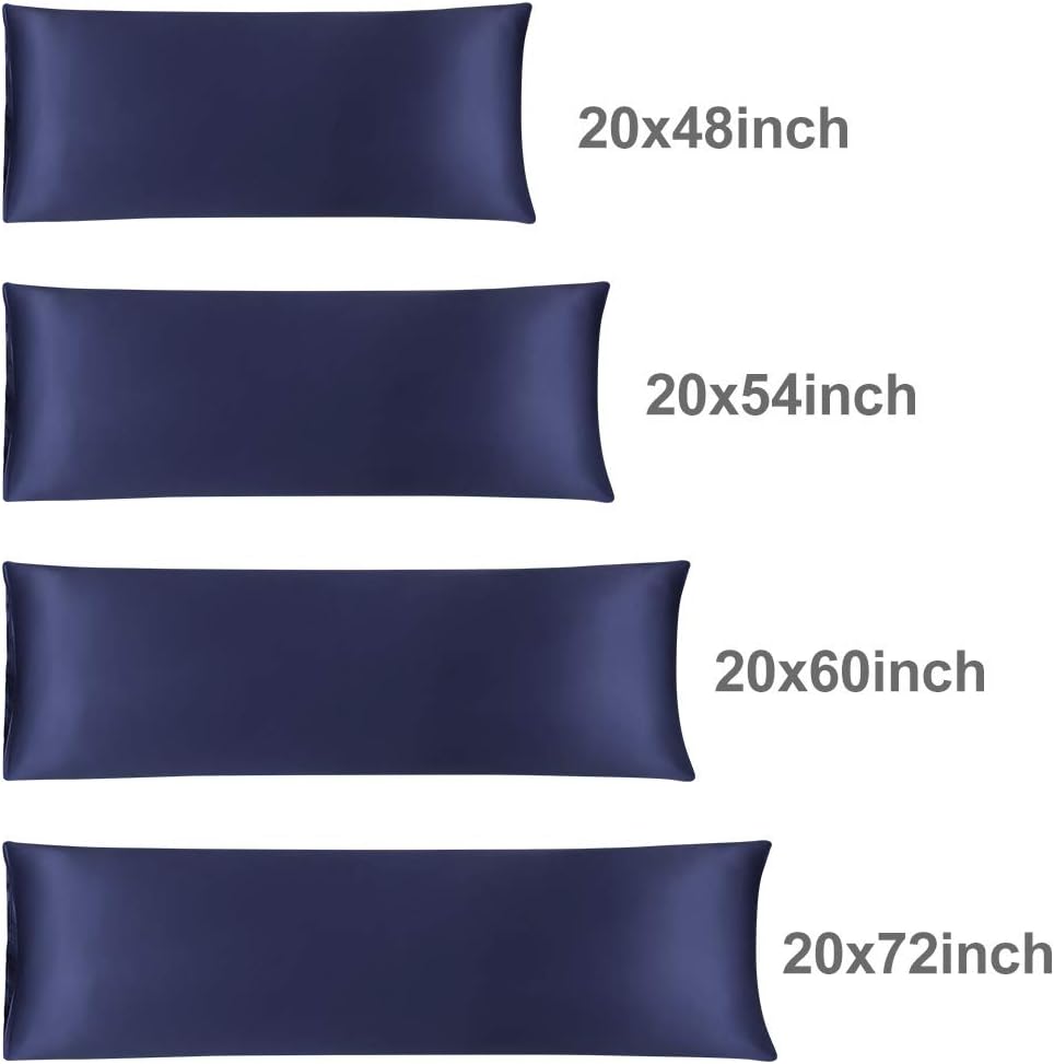 uxcell Body Pillow Cover, 20x48 Inch Navy Silky Satin Body Pillowcases for Hair and Skin, Soft Cooling Smooth Pillow Case with Envelope…
