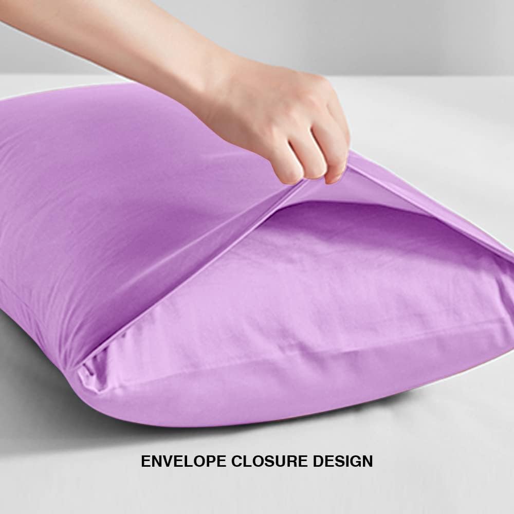 FLXXIE Pillow Cases Queen, Soft Microfiber Pillow Covers with Envelope Closure, Wrinkle Resistant Pillowcases, 2 Piece Set, 20x30, Lavender