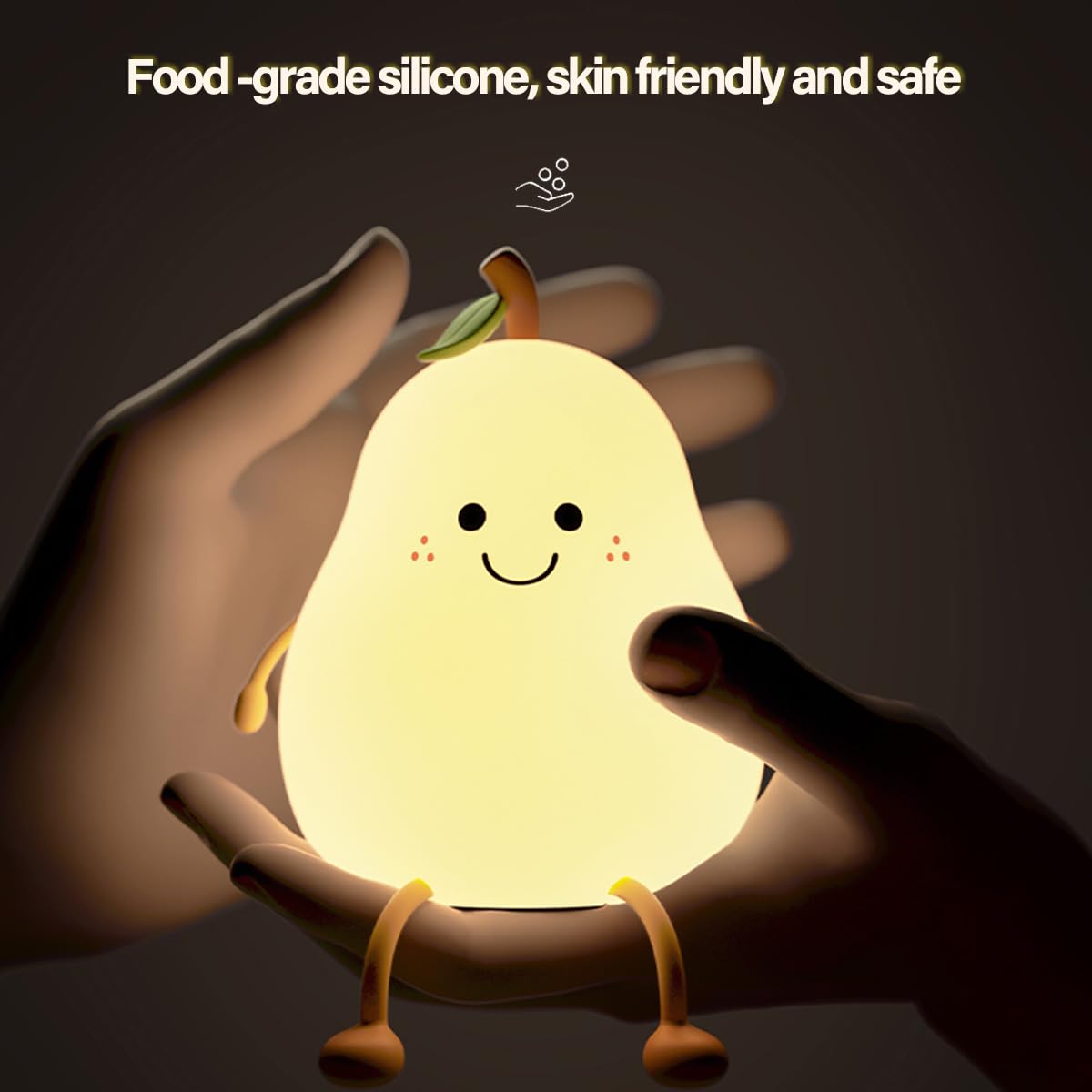 Led Cute Pear Night Light, Dimmable Nursery Lamps, Super Squishy Silicone USB Rechargeable Touch Control 7 Colors Night Lamp for Kids…