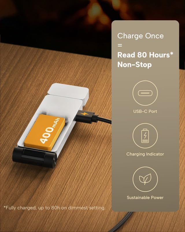 86Lux Book Light, Rechargeable Clip-On LED Reading Light for Bed & Night Use - 3 Color Temperatures with Stepless Dimming, Ultralight Bookm…