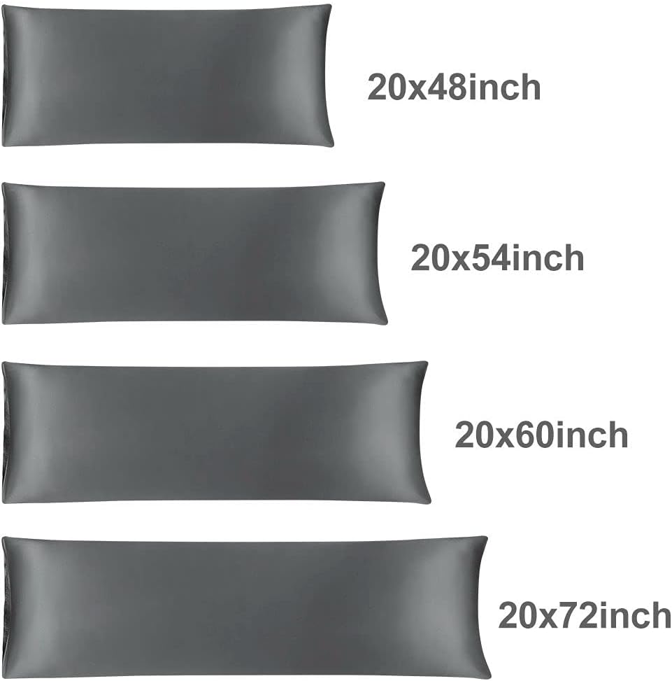 uxcell Body Pillow Cover, 20x72 Inch Grey Silky Satin Body Pillowcases for Hair and Skin, Soft Cooling Smooth Pillow Case with Envelope…