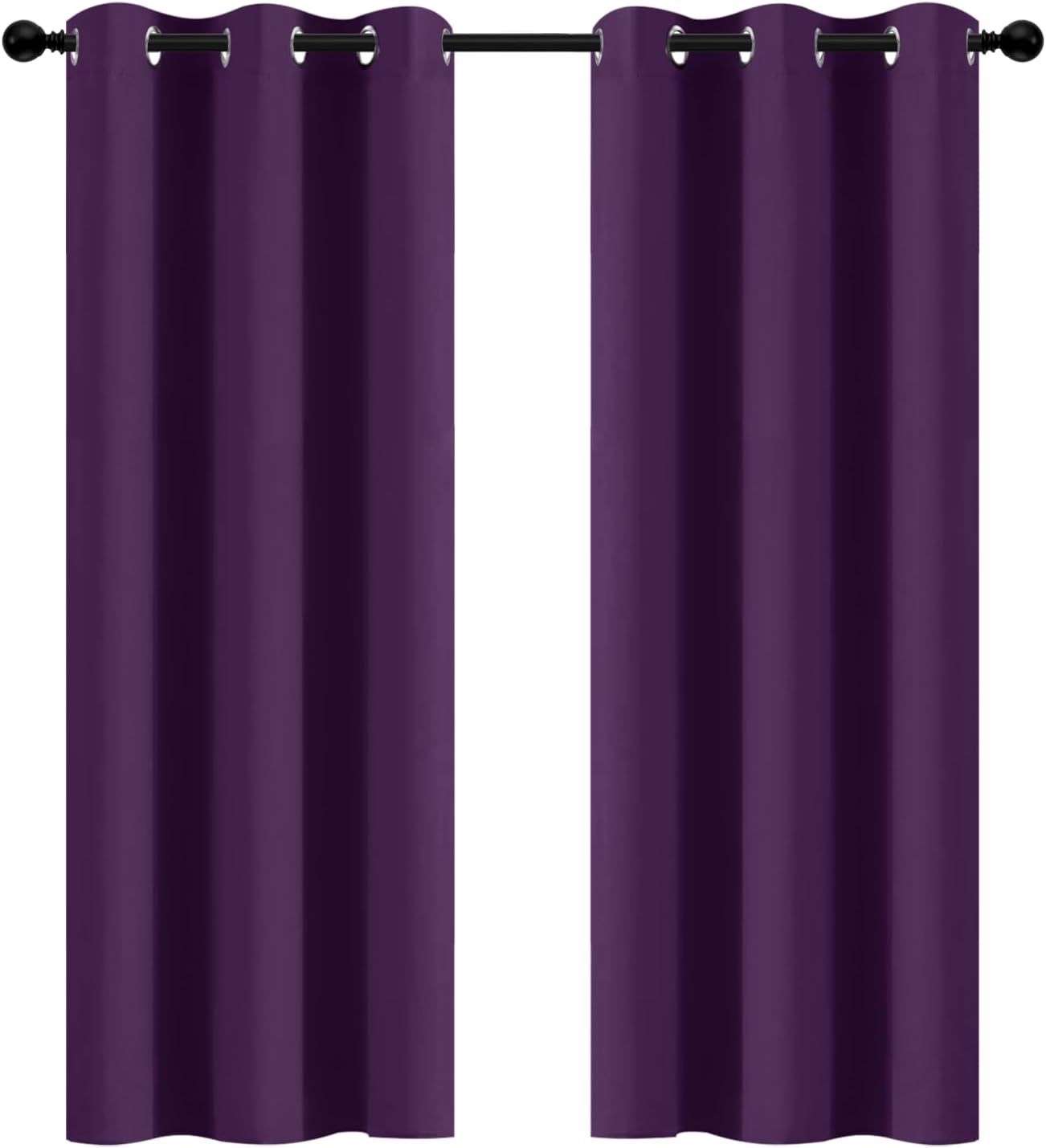 Yakamok Purple Blackout Curtains Room Darkening Thermal Insulated Grommet top Window Curtains for Living Room, 42 x 72 Inch, One Pair