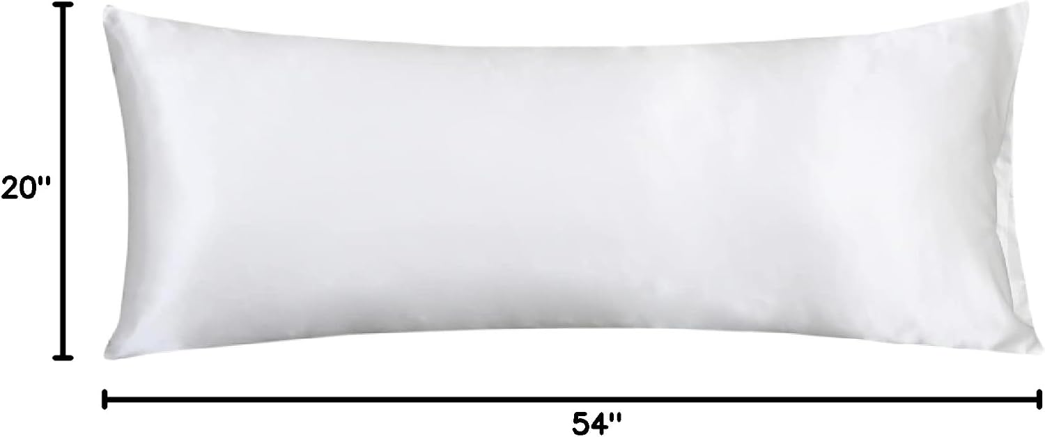 Lcbd Satin Body Pillow Case for Hair and Skin, Ivory Silk Satin Body Pillowcase Cover, 20x54 Body Cooling Pillow Cover with Envelope Closur…
