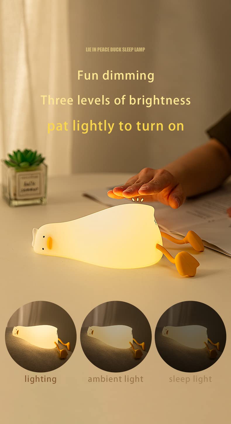 Atsuinightlight ATSUI Duck Night Light, LED Squishy Novelty Animal Night Lamp, Food Grade Silicone, 3 Level Dimmable Rechargeable Nursery N…