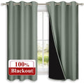 Nicetown Greyish Green 100% Blackout Lined Curtains, 2 Thick Layers Completely Blackout Window Treatment Panels Thermal Insulated Drapes fo…
