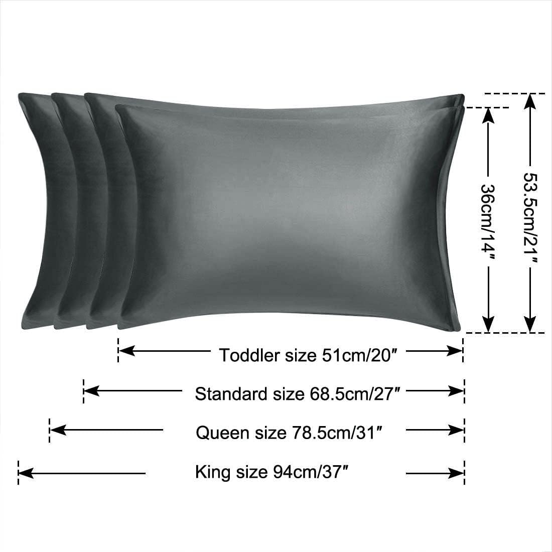 uxcell Queen Satin Pillowcase with Zipper, Super Soft and Luxury, Silky Pillow Cases Covers Set of 2, 20"x30", Grey