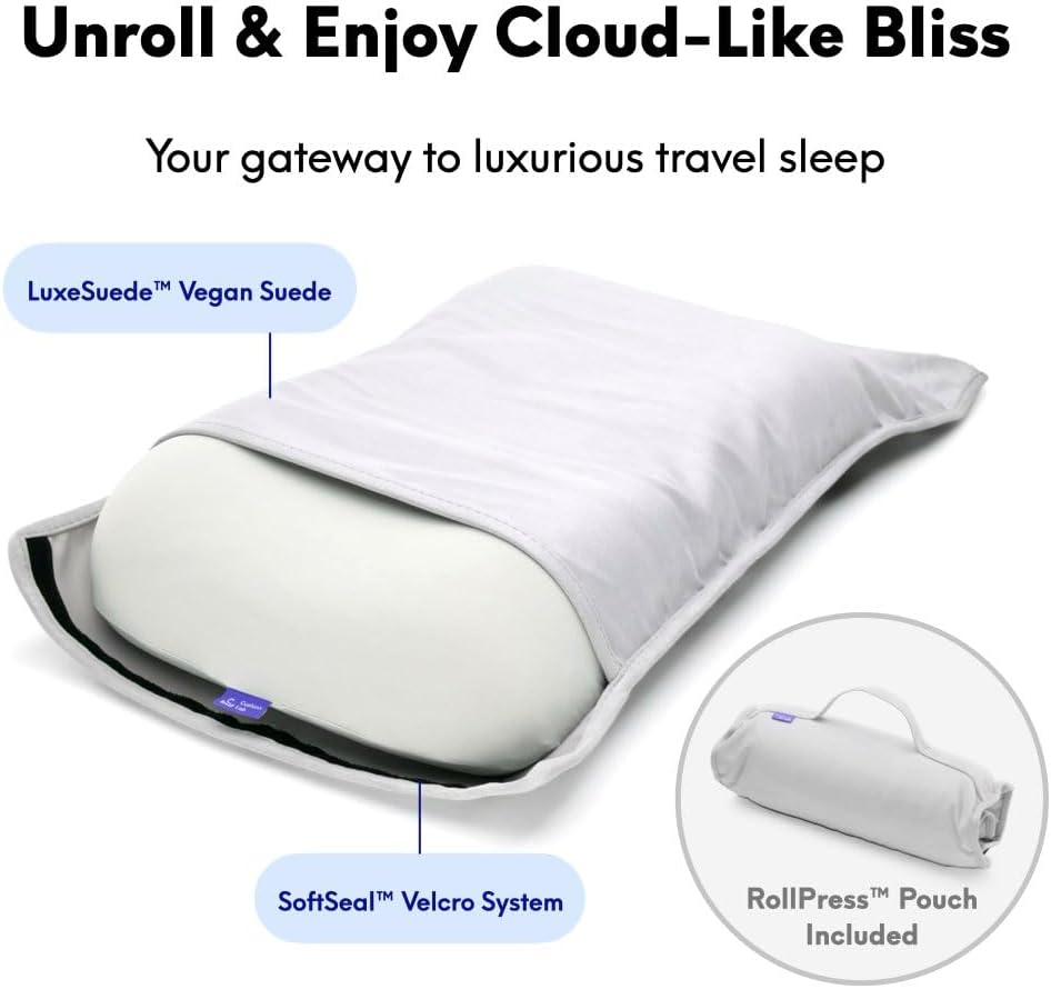 Cushion Lab Travel Deep Sleep Pillow – Compact Memory Foam Neck Pillow for Sleeping, Portable Pillow for Hotels, Camping, Side & Back…