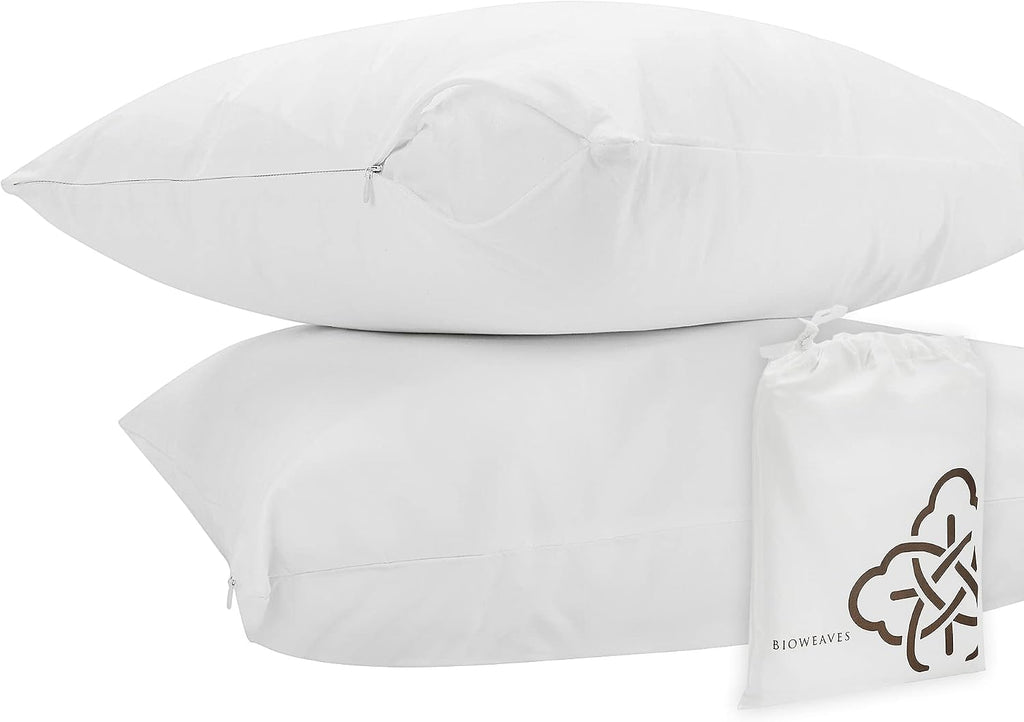 BIOWEAVES 100% Organic Cotton Breathable Pillow Protectors GOTS Certified with Zipped Closure – King, 20” x 36”, 4-Pack