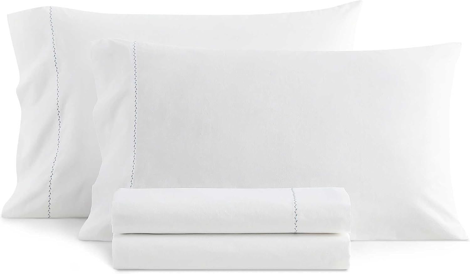 MarthaStewart Martha Stewart - Queen Size Sheets Set, Crisp & Tailored Cooling Sheets with a Smooth Cotton Percale Lightweight Feel - Bed S…