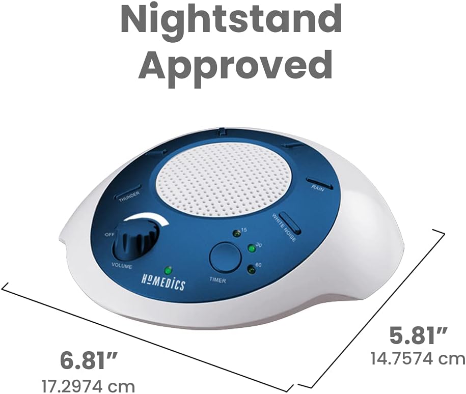 Homedics SoundSleep White Noise Sound Machine, Blue, Small Travel Sound Machine with 6 Relaxing Nature Sounds, Portable-Sound relaxation for…