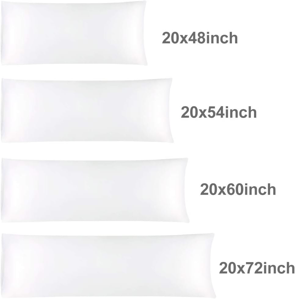 uxcell Body Pillow Cover, 20x60 Inch Snow White Silky Satin Body Pillowcases for Hair and Skin, Soft Cooling Smooth Pillow Case with…