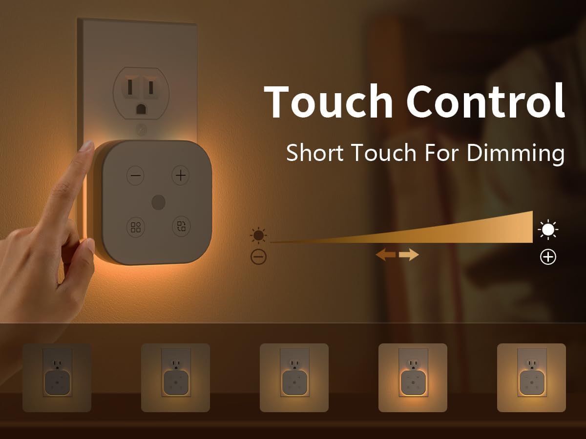 2 Pack Very Dim Sleep Night Lights Plug into wall, Kids Sleep Light, Adult Sleep Light, Bedroom Night Light, Light Sensor, LED, Dimmable…