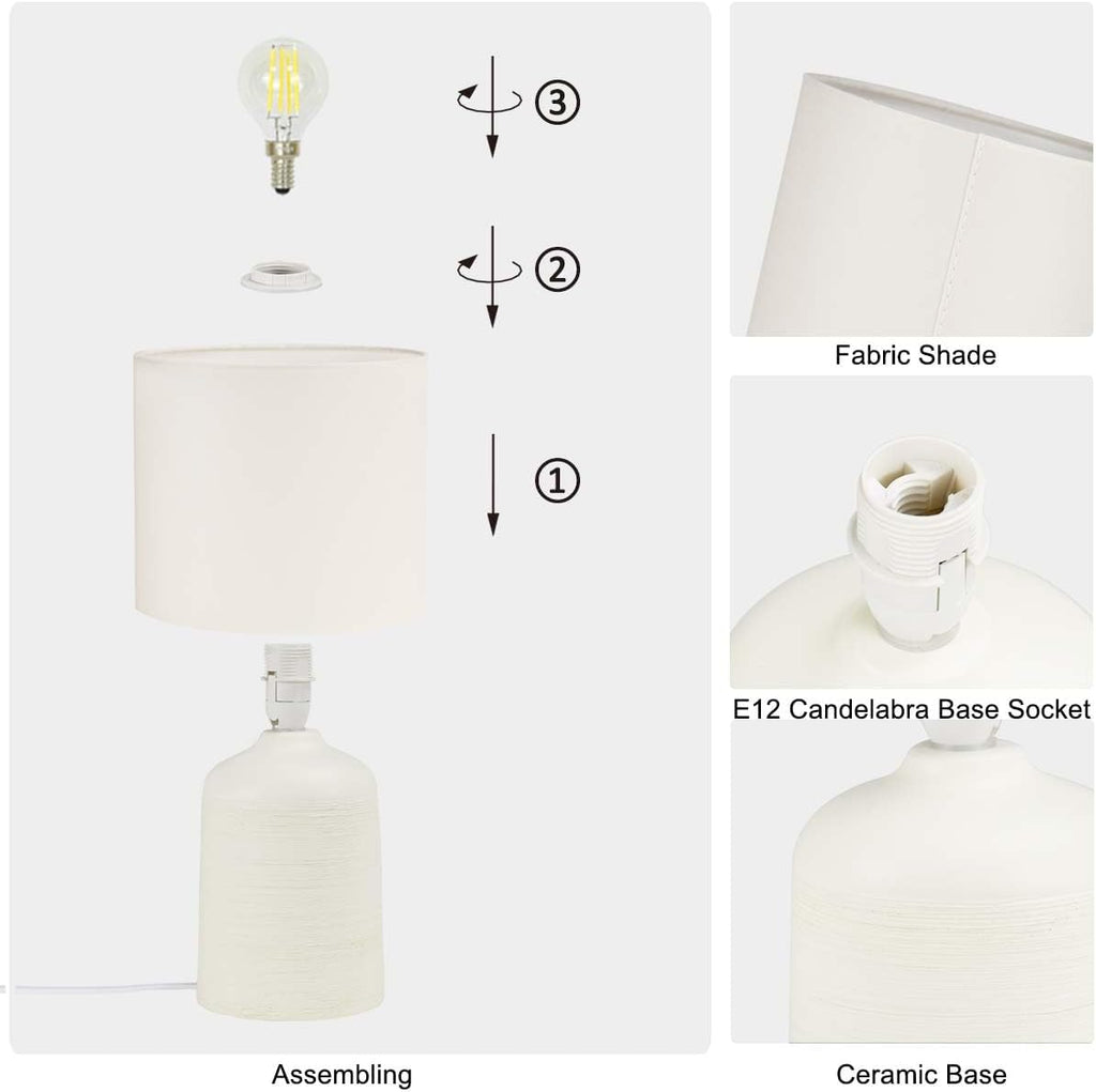 Maye Small Ceramic Table Lamp for Living Room and Bedroom, Modern Kids Night Table Lamp, Φ6.3×H13IN, Bulb Excluded, Milk Curry (Cream)