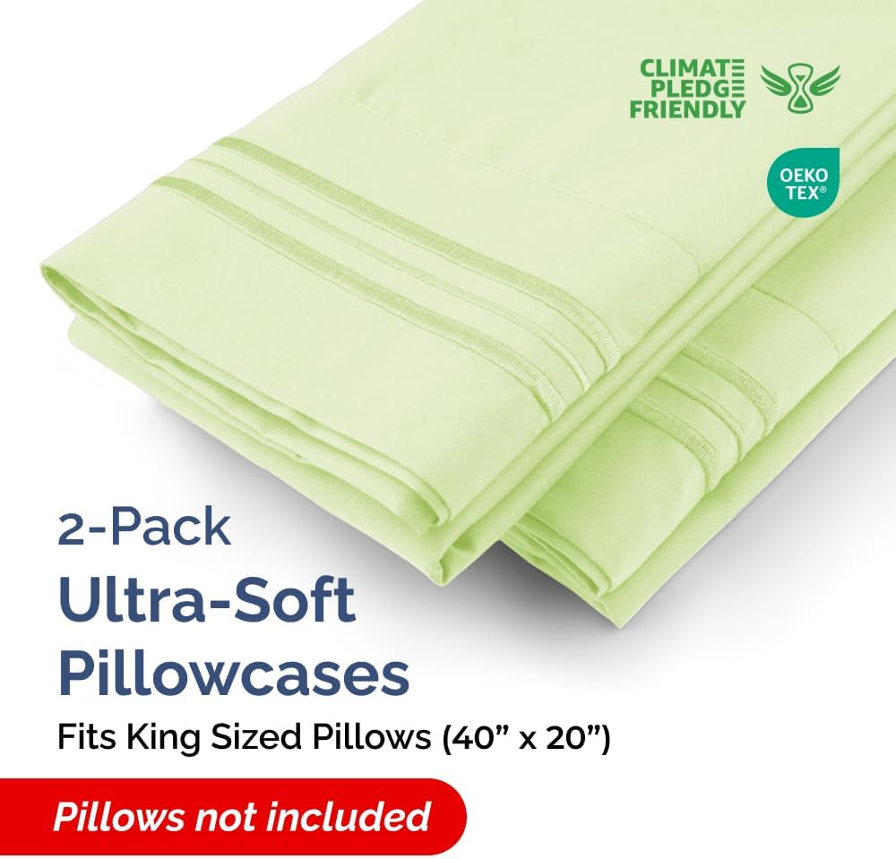 King Pillow Cases Set of 2 - Ultra Soft Hotel Quality Pillowcase Covers - Comfy, Cozy & Wrinkle Free - Shrinkage & Fade Resistant…