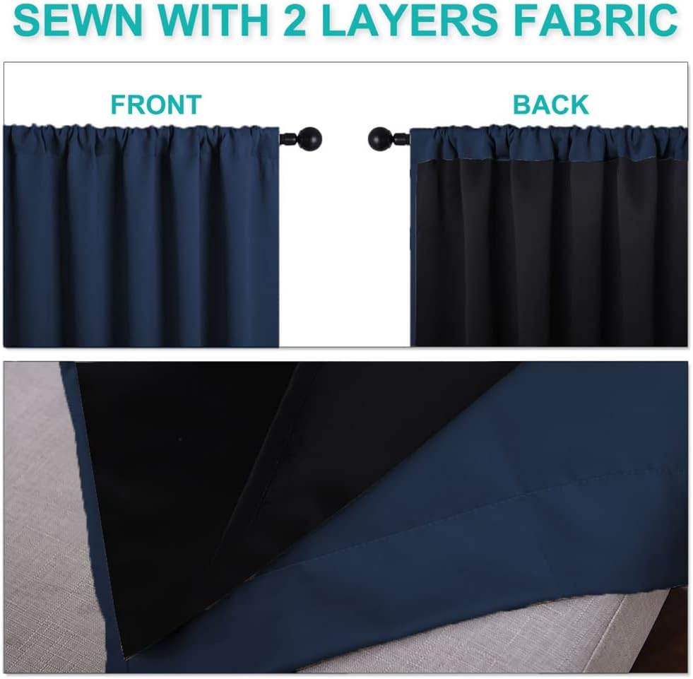Nicetown Complete 100% Blackout Curtains, Thermal Insulated & Energy Efficiency Window Draperies for Guest Room, Full Shading Panels for Sh…