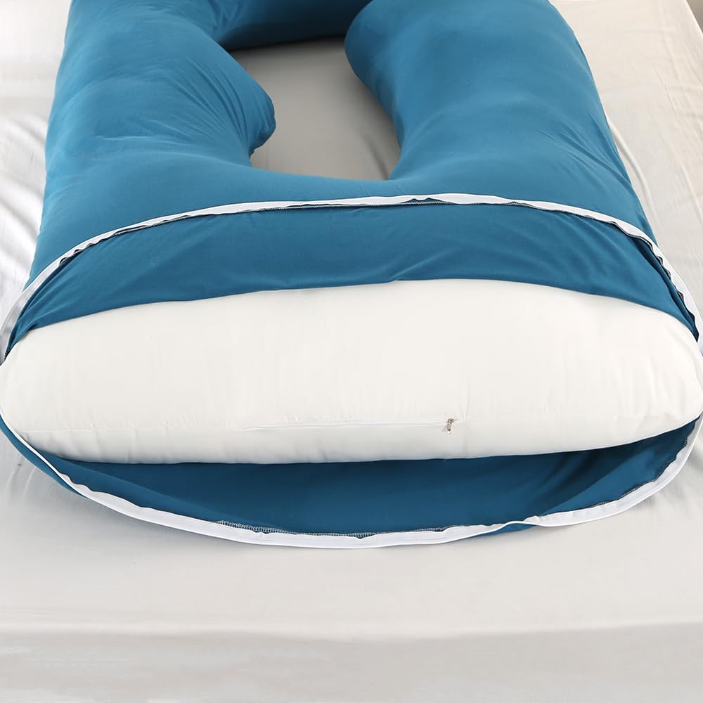 Jcickt Pregnancy Pillow J-Shaped Full Body Pillow,59 inch with Jersey Cover Easy to Remove and Wash, Support Pregnant Women's Backs Legs an…
