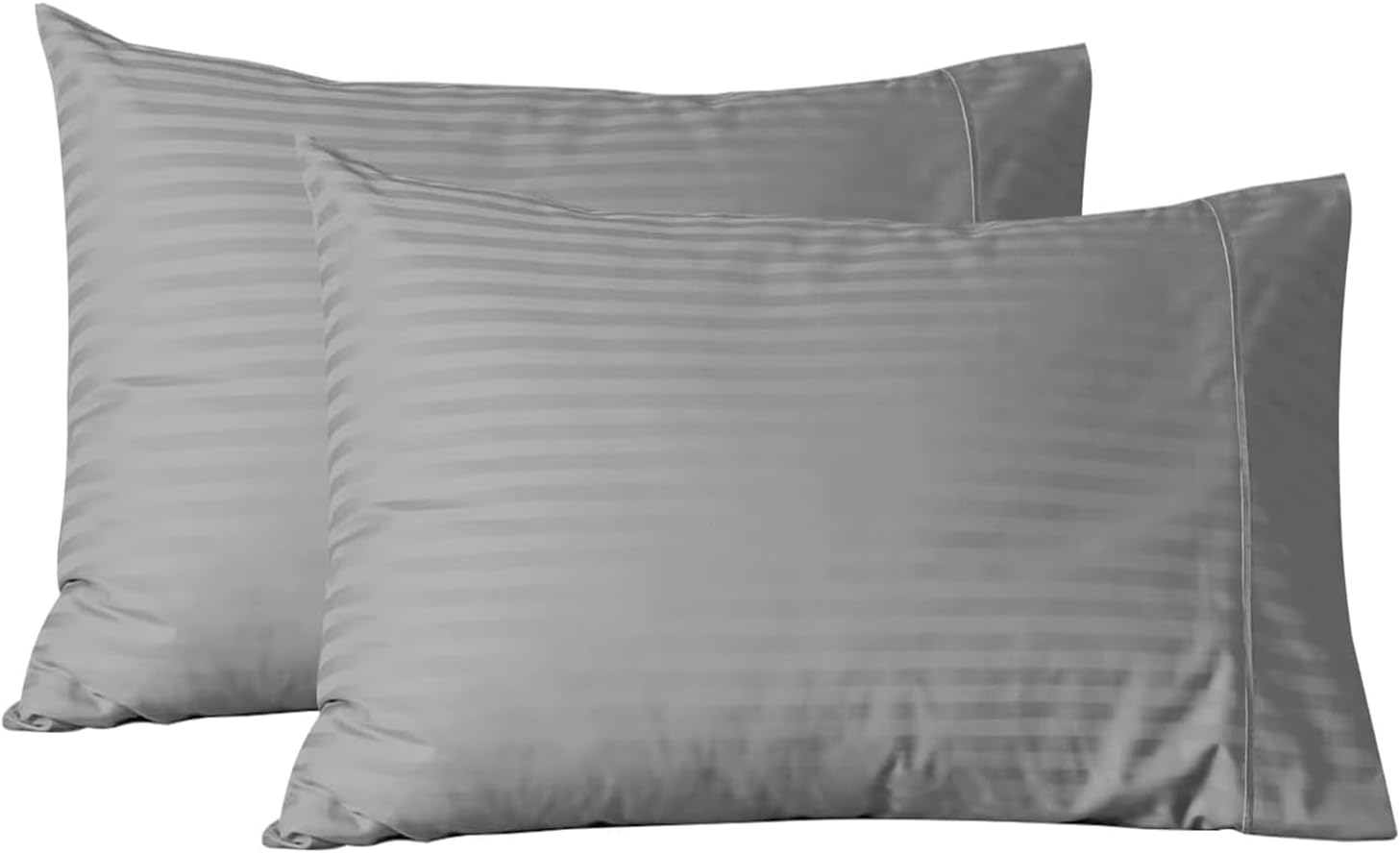 Featherstitchnewyork Feather & Stitch 100% Cotton Standard Pillow Covers Set of 2, 500TC Envelope Closure Pillowcases, Soft Luxury Damask S…