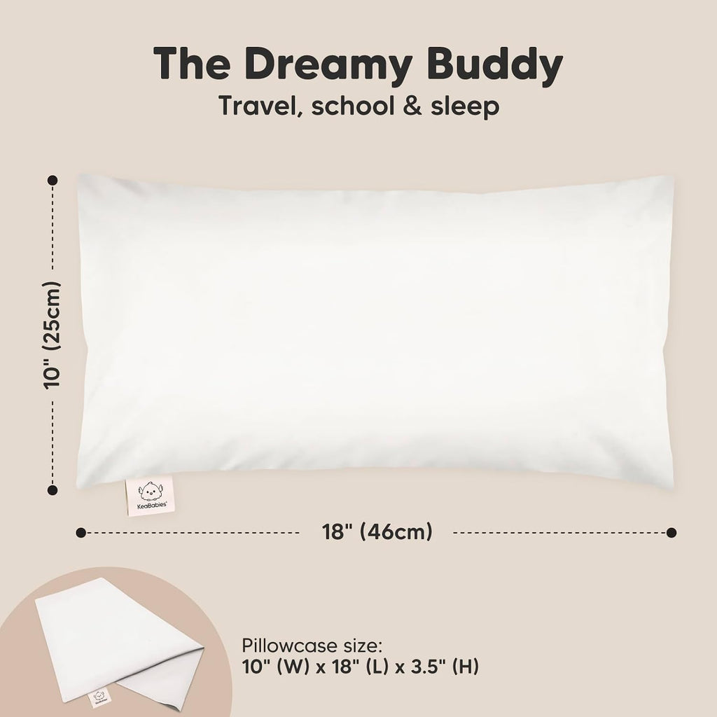 Toddler Pillow with Pillowcase - 10x18 My Little Dreamy Kids Travel Bed Pillows for Sleeping, Organic Cotton Small Pillowcase, Soft &…