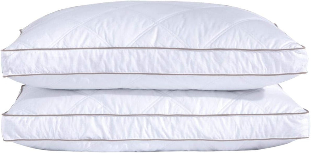 puredown® Goose Feathers and Down Pillow for Sleeping Hotel Collection Bed Pillows, Gusseted, Standard/Queen, Set of 2