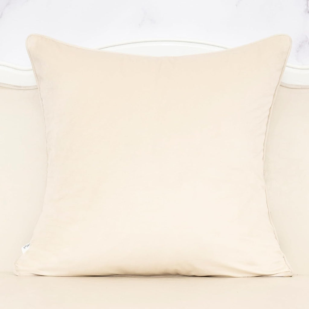 Alerfa Beige Floral Throw Pillow Cover 18 x 18 Inch Cut Velvet Sqaure Luxury Decorative Pillow Cover for Couch Living Room Bedroom