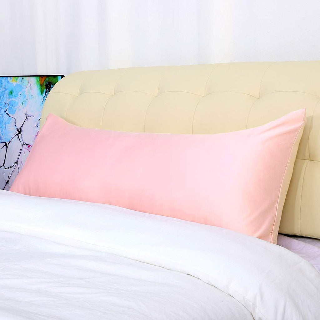uxcell Body Pillow Cover, 20x54 Inch Pink Silky Satin Body Pillowcases for Hair and Skin, Soft Cooling Smooth Pillow Case with Envelope…