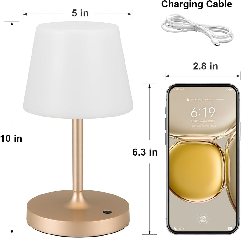 Kakanuo Champagne Gold Shower Lamp Waterproof, Rechargeable Cordless Lamp with 4000mAh Battery, Touch Dimmable Table Lamp for Outdoor…