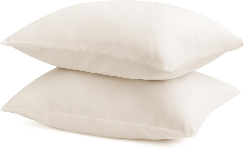 Bedelite Flannel Pillow Cases Queen Size Set of 2, Super Soft Fleece Pillowcases with Zipper for Bedroom, Sofa, Luxury Cozy Fuzzy Velvet Pi…