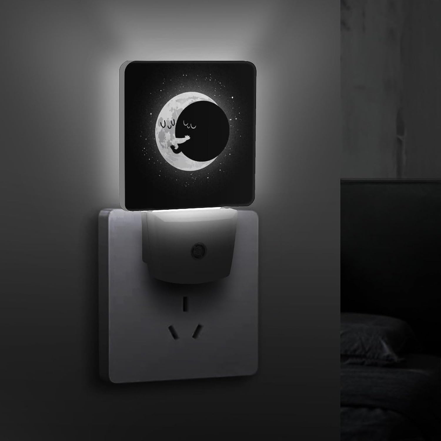 YKJAHSD Cute Lunar Eclipse Night Light, Plug into Wall Decor Nightlights for Bedroom, Bathroom, Hallway, Kitchen, with Dusk to Dawn…