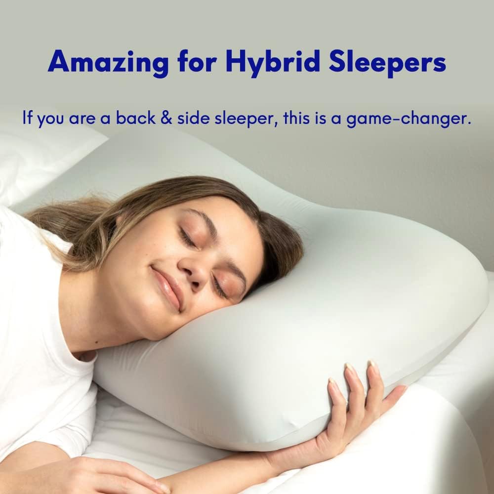 Cushionlab C CUSHION LAB Deep Sleep Pillow, Patented Ergonomic Contour Design for Side & Back Sleepers, Orthopedic Cervical Shape Gently Cr…
