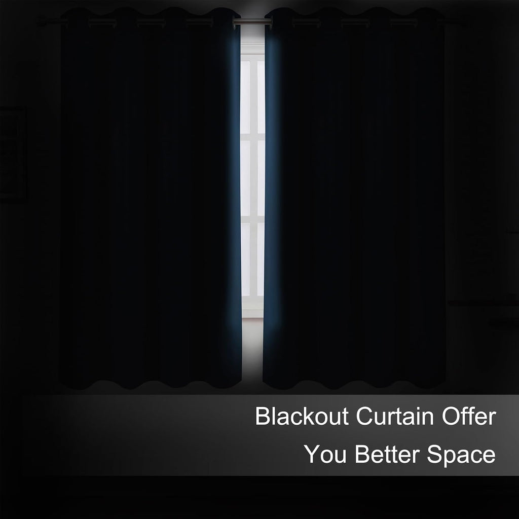 Lemomo Blackout Curtains 66 x 54 Inch Long Navy Blue Curtains Set of 2 Panels Room Darkening Curtains for Bedroom and Living Room 54 Inch B…