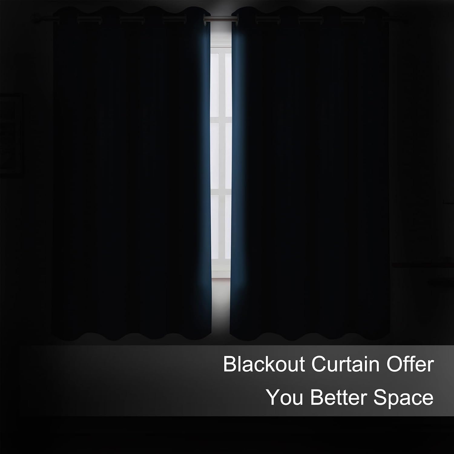 Lemomo Blackout Curtains 66 x 54 Inch Long Navy Blue Curtains Set of 2 Panels Room Darkening Curtains for Bedroom and Living Room 54 Inch B…