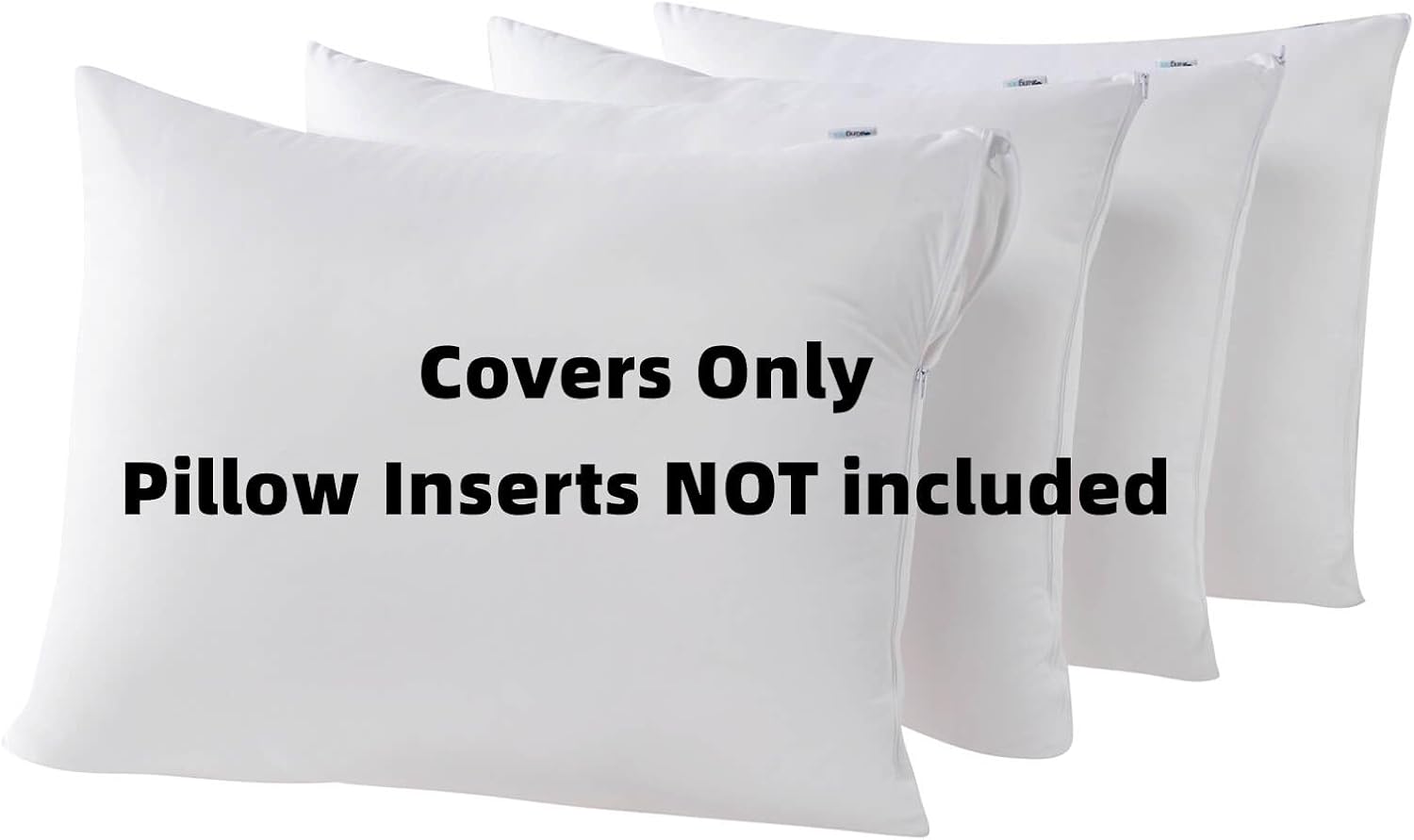 Kingnex 4 Pack Waterproof Down Feather Proof Pillow Protectors with Zipper King Size Set of 4 Poke Proof Bed Pillow Covers 4 Pack White