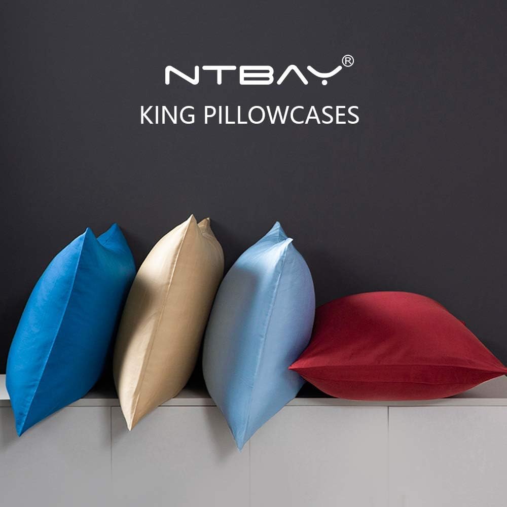 Ntbay King Pillowcase Set - 2 Pack Brushed Microfiber 20x40 Pillowcases - Soft, Wrinkle-Free, Fade-Resistant, Stain-Resistant, Navy Blue Pi…