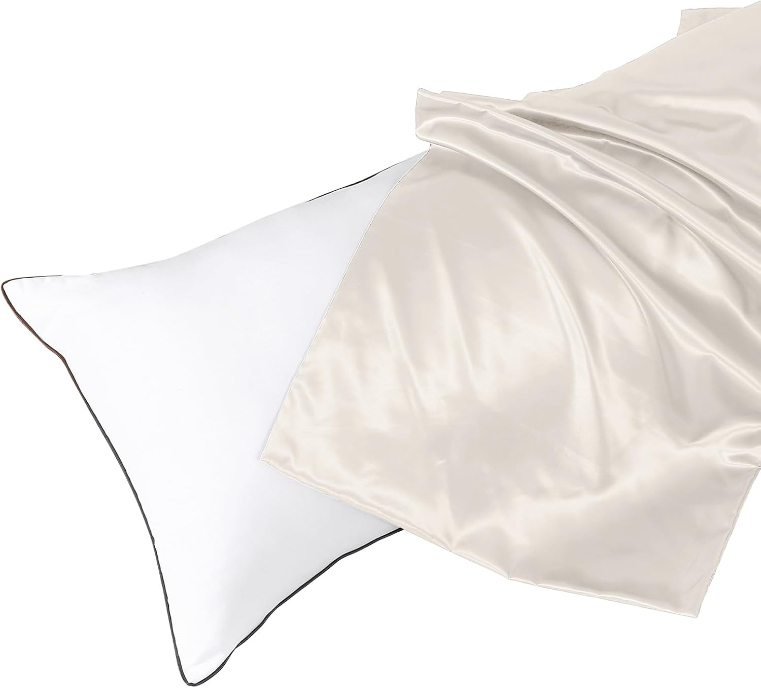 Huxmeyson Body Pillow with Satin Pillowcase, Body Pillow for Adults, Removable Cover, Beige (20"x54") 1 count