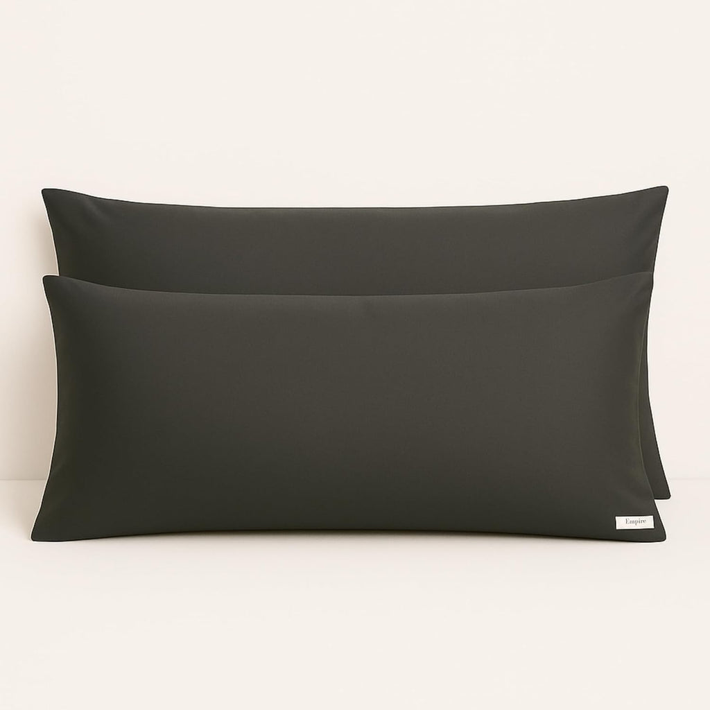 Body Pillowcase 20x54 Inch, Egyptian Cotton 600 Thread Count Sateen Weave, Zipper Closure Long Pillow Cover Cooling Soft (Dark Grey 20x54)