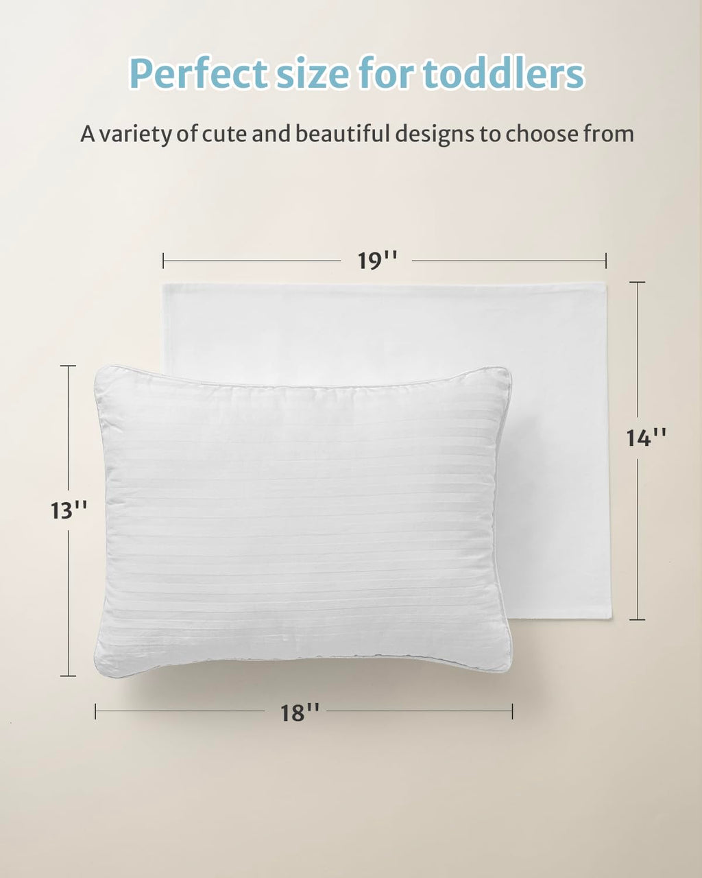 Babebay Toddler Pillow,13X18 Soft Toddler Pillows for Sleeping, Machine Washable Kids Pillow with Cotton Pillowcase, Perfect for Travel (Wh…